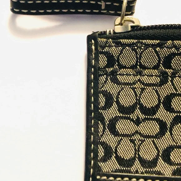 Coach black and gray leatherware signature mini wallet with key fob - Picture 5 of 6